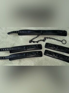 Black Bondage Restraints - Wrist, Ankle, Neck Cuffs